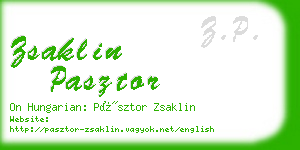 zsaklin pasztor business card